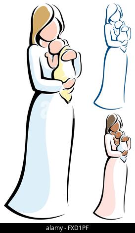 Stilisierte Darstellung von Mutter und Kind. Stock Vektor