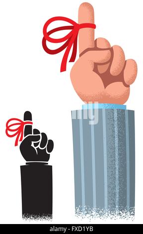 Cartoon des Zeigefingers mit roten Erinnerung Band. Stock Vektor