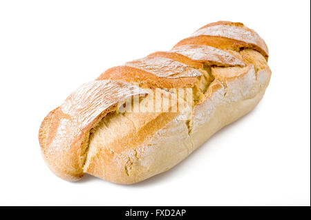 Laib Brot isoliert auf weiss Stockfoto
