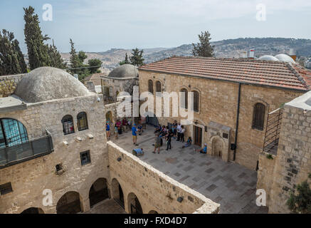 Innenhof des Coenaculum - Upper Room, statt eine Website von The Last Supper und Davids Grab auf dem Berg Zion in Jerusalem, Israel Stockfoto