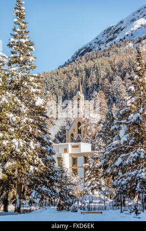 Französische Kirche in St.Moritz Bad, Graubünden, Schweiz Stockfoto