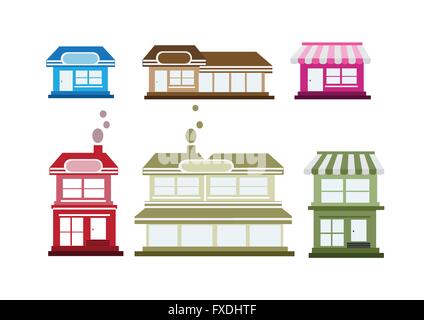 Haus und das Geschäft speichern Symbole Stock Vektor