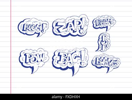 bunte Comic-Soundeffekte Speech Bubble Cartoon Stock Vektor