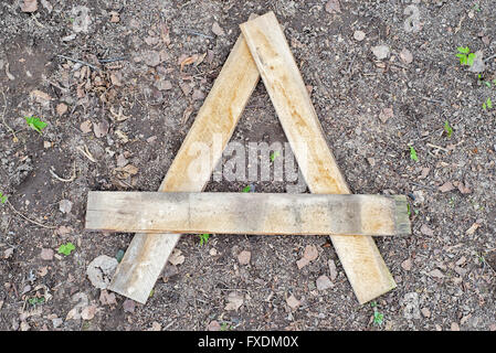 Buchstabe A der hölzernen Planken gemacht Stockfoto