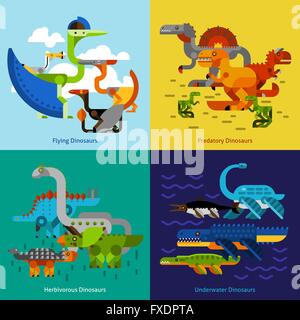 Dinosaurier Icons Set Stock Vektor