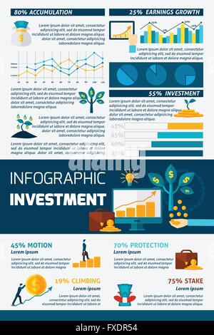 Investitionen flache Farbe Infografik Stock Vektor