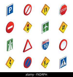 Straßenverkehr unterzeichnet isometrische Icons set Stock Vektor