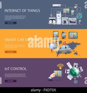 Internet der Dinge flach Banner set Stock Vektor