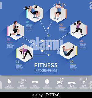 Fitness Menschen Infografik Präsentationsdesign Stock Vektor