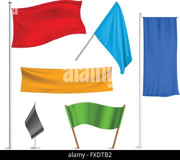 Farbigen Fahnen Banner Symbole Zusammensetzung Stock Vektor