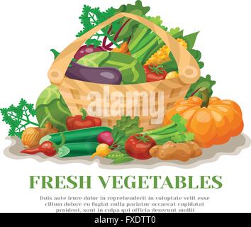 Gemüse-Korb-Stillleben Stock Vektor