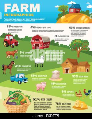 Bauernhof-Infografiken-Set Stock Vektor