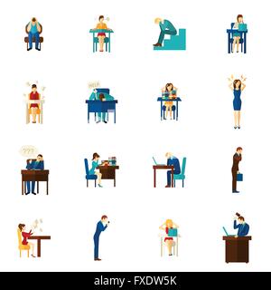 Frustration Leute flach-Icon-Set Stock Vektor