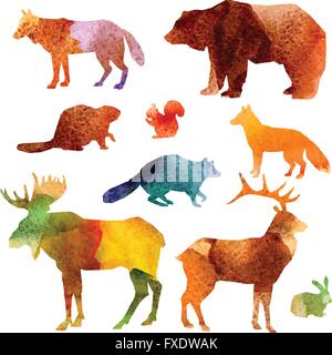 Aquarell-Tiere-Set Stock Vektor