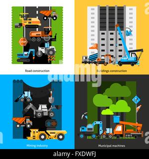 Bau Industrie Icons Set Stock Vektor