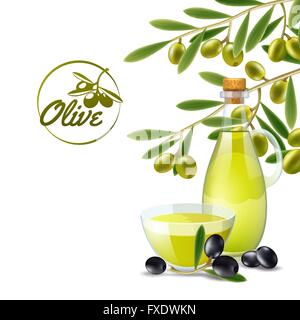 Olivenöl Ausgießer backdround Stock Vektor