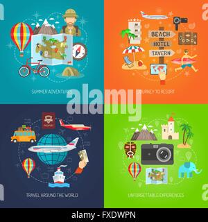 Flache dekorative Symbol Reiseset Stock Vektor