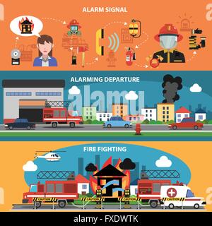 Horizontale Banner zur Brandbekämpfung Stock Vektor