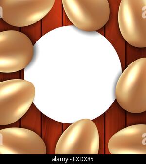 Glückwunsch-Karte mit Ostern Golden glänzenden Eiern Stock Vektor