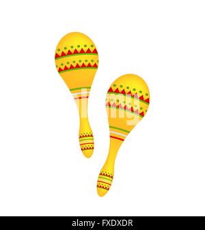 Paar farbenfrohe Maracas, Isolated on White Background Stock Vektor
