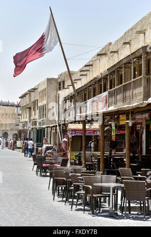 Fußgängerzone in der Wakif Souk oder Souq Waqif, Bazar, Doha, Katar Stockfoto