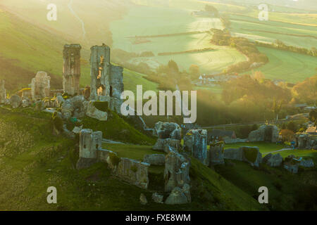 Corfe Castle, Dorset, England. Stockfoto