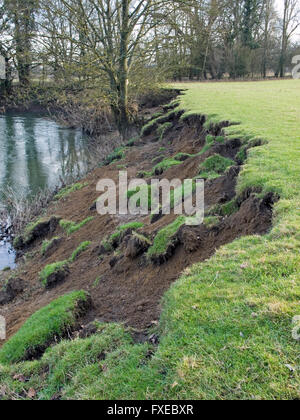 River Avon Wiltshire Ufererosion Stockfoto