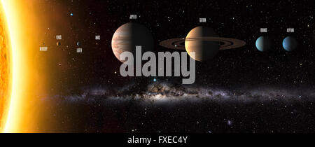 Illustration of Solar system planets around sun Stockfoto