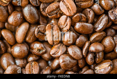 Nahaufnahme von vielen Braten Espresso Kaffeebohnen. Ganze Bohnen Stockfoto