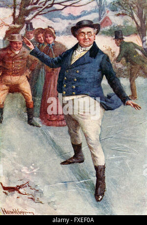 Mr Pickwick Folien.  Illustration von Harold Copping.  Aus einer 20er Jahre-Ausgabe von Smike und Dotheboys Hall and Other Stories. Stockfoto