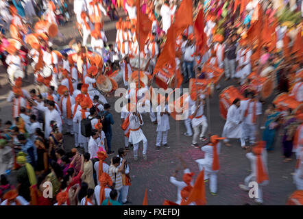 Das Bild der Prozession wurde erschossen in Girgaon Mumbai, Maharashtra, India Stockfoto