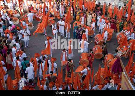 Das Bild der Prozession wurde erschossen in Girgaon Mumbai, Maharashtra, India Stockfoto