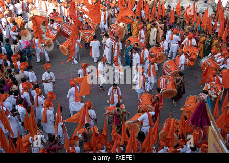 Das Bild der Prozession wurde erschossen in Girgaon Mumbai, Maharashtra, India Stockfoto