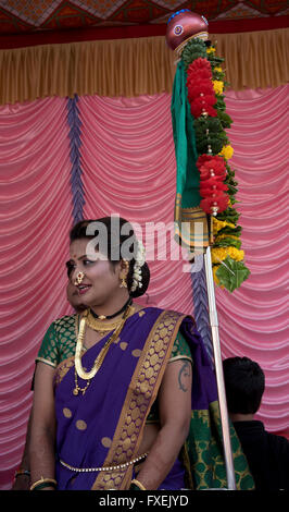 Das Bild der Prozession wurde erschossen in Girgaon Mumbai, Maharashtra, India Stockfoto