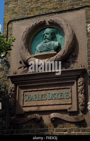 Charles Dickens-Plakette am Bleak House in Broadstairs, England. UK Stockfoto