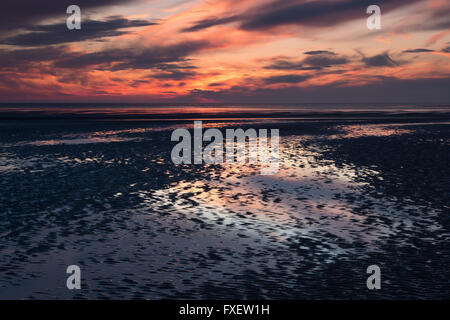 Wallasey Strand bei Sonnenuntergang Stockfoto