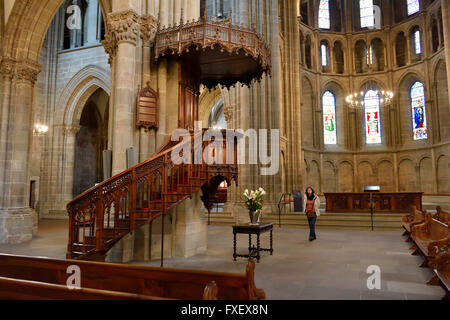 Kanzel in St. Pierre Kathedrale in alte Stadt Genf Reformierten Evangelischen Kirche angehören Stockfoto