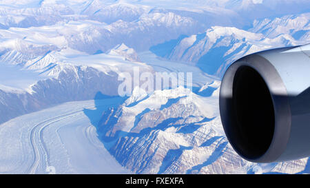 Wie vom Himmel aus einem Flugzeug aus Grönland Stockfoto