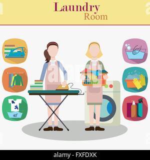 Paar der Wäsche Arbeitnehmerinnen Stock Vektor