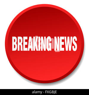 aktuelle Nachrichten, dass rote Runde flache Druckknopf isoliert Stockfoto