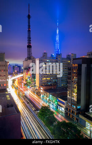 Consolacao Avenue ist eine der Hauptstraßen in Sao Paulo, Brasilien. Er durchquert das wirtschaftliche Zentrum der Stadt und es ist alwa Stockfoto