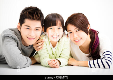 Glücklich attraktive junge Familienporträt Stockfoto