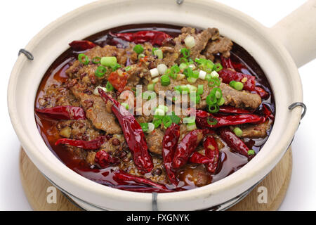 Shuizhu, Shui Zhu, geschnittene Rindfleisch in heiße Chili-Öl, chinesische Sichuan-Küche Stockfoto