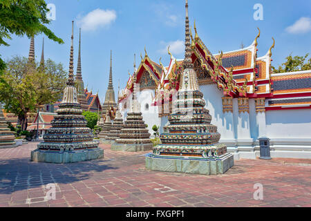 Wat Pho in der Nähe von The Grand Palace in Bangkok, Thailand und Tempel des Smaragd-Buddha Stockfoto