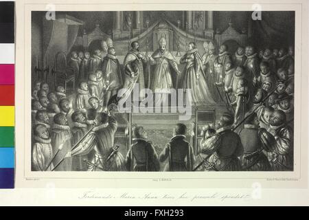 Vermählung von Ferdinand III. Mit Infantin Maria Anna von Spanien Durch Kardinal Franz von Dietrichstein bin 20. Februar 1631 Stockfoto