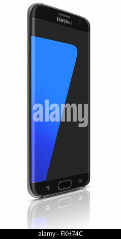 Samsung Galaxy s7 Rand, vorgelegt auf dem MWC in Spanien, mit 12 wurde MP, f 1,7, 26mm Kamera. Stockfoto