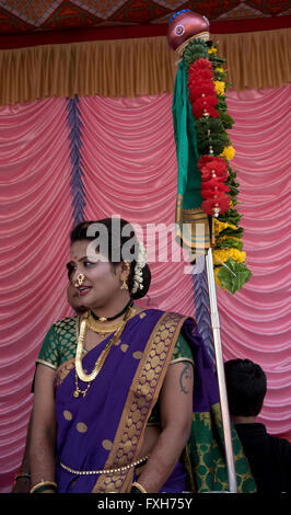 Das Bild der Prozession wurde erschossen in Girgaon Mumbai, Maharashtra, India Stockfoto