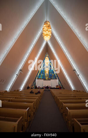 Innenansicht der Eismeerkathedrale in Tromsø, Norwegen. Stockfoto