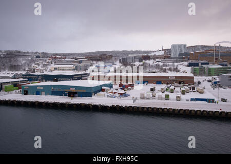 Tromsø Kreuzfahrt Schiff Dock Port Hafen in Norwegen. Stockfoto