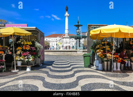 Das Herz der Stadt-Rossio-Platz in Lissabon, Portugal Stockfoto
